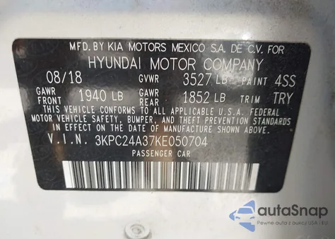 2019 Hyundai Accent Se/Sel from USA, damaged, VIN 3KPC24A37KE050704